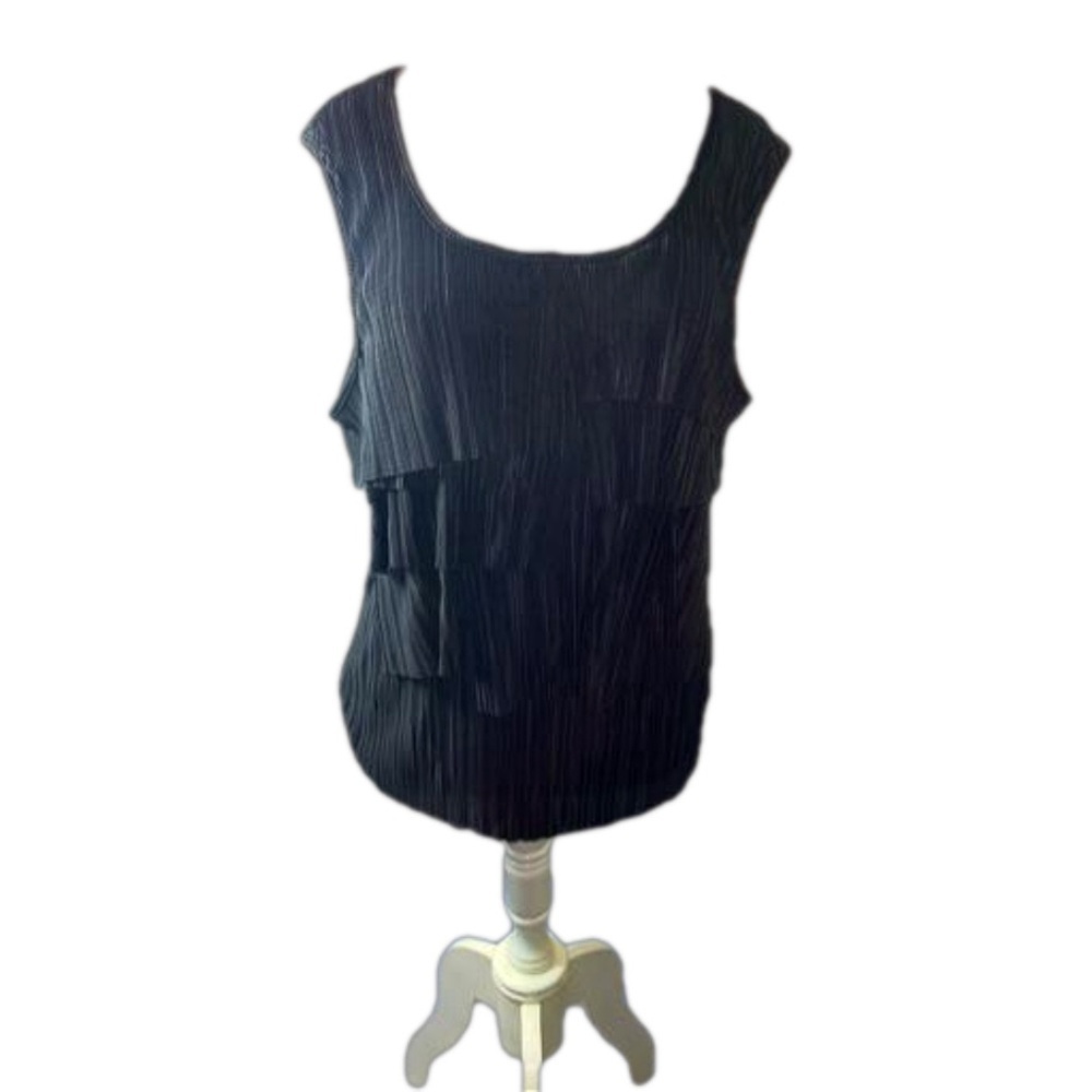 NWOT NOTATIONS Black Layer Ribbed Black Sleeveless Scoop Neck Dress BOHO Blouse